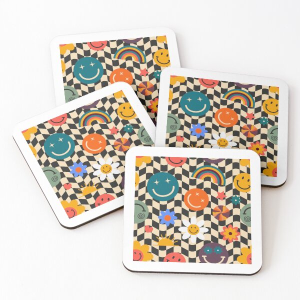 Item preview, Vintage Retro Pattern with Smiling Faces and Flowers  designed and sold by silviaol.