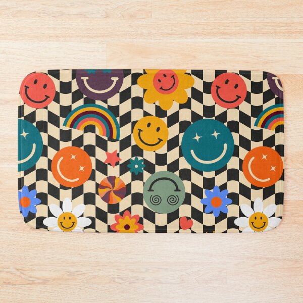 Item preview, Vintage Retro Pattern with Smiling Faces and Flowers  designed and sold by silviaol.