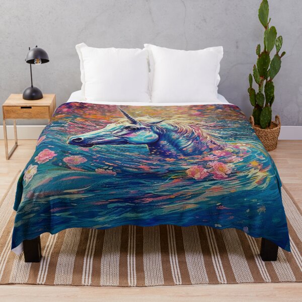 Item preview, Dreamy wild unicorn sinking into a whirlpool of flowers. Finest digital art for your home. designed and sold by paulo silveira.