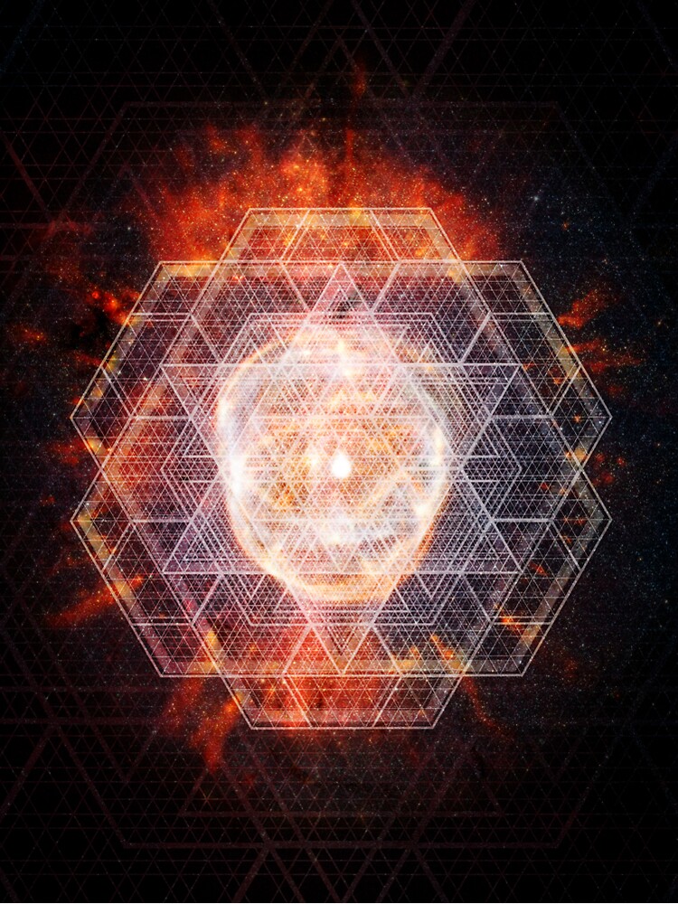 Thumbnail 3 of 3, Sticker, Fractal Metatrons Cube Geometry Artwork designed and sold by Truthseekmedia.