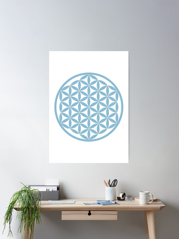 Thumbnail 1 of 3, Poster, Flower of Life Minimal Blue Design Without Background designed and sold by Truthseekmedia.