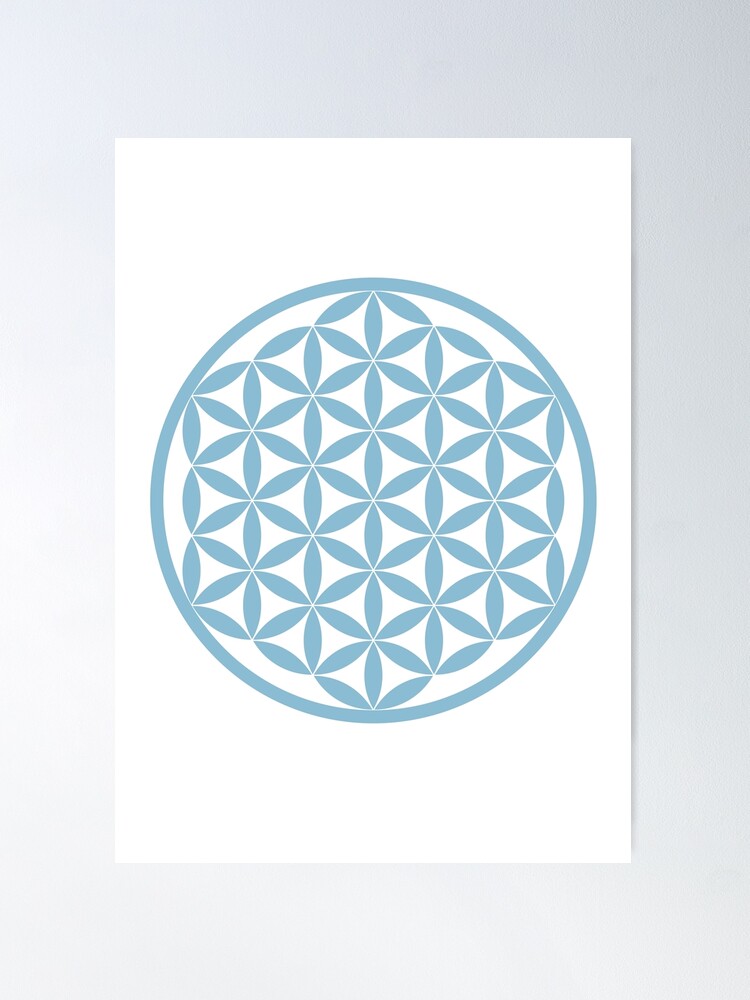 Poster, Flower of Life Minimal Blue Design Without Background designed and sold by Truthseekmedia