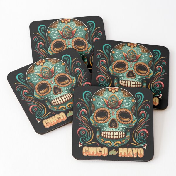 Item preview, Turquoise Cinco de Mayo Sugar Skull designed and sold by danielliamgill.