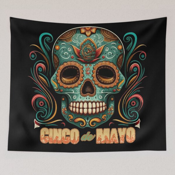 Item preview, Turquoise Cinco de Mayo Sugar Skull designed and sold by danielliamgill.