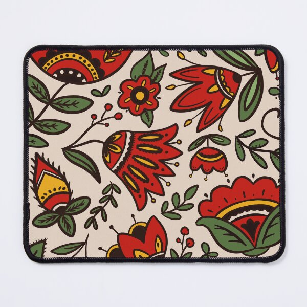 Item preview, Folk art botanical pattern designed and sold by scrambledpegs.