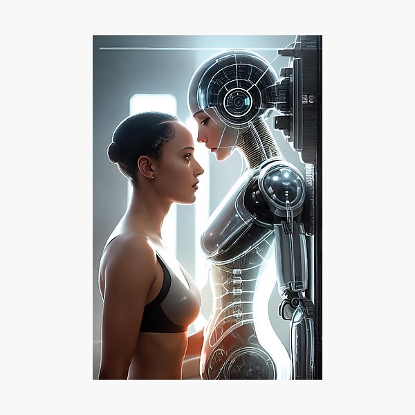 Item preview, Robot Love Story - Woman and Machine designed and sold by The AI Art Gallery.