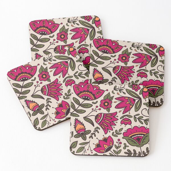 Item preview, Copy of Folk art botanical pattern designed and sold by scrambledpegs.