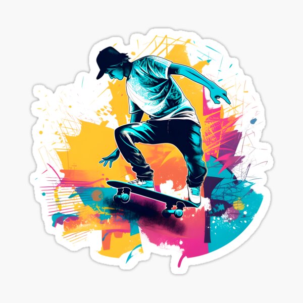 Item preview, Abstract colorful Skateboarder designed and sold by Sabagy.