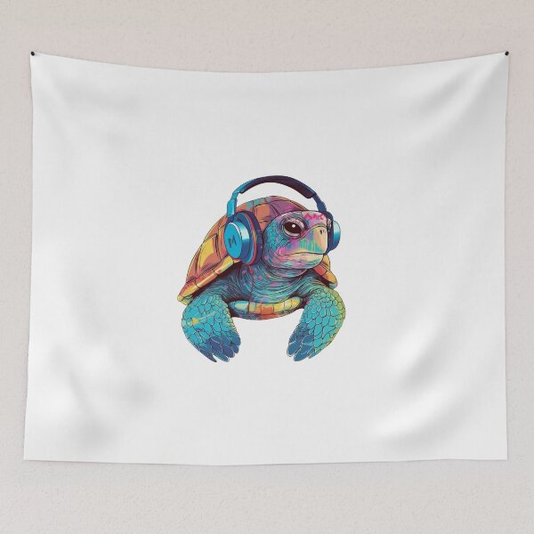 Item preview, Sea Turtle Wearing Headphones designed and sold by HandCraftedArt.