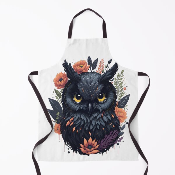 Item preview, Whimsical Black Owl Watercolor Art with Vibrant Flowers and Leaves designed and sold by AndyNgn.