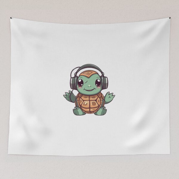 Item preview, Cute Turtle Wearing Headphones designed and sold by HandCraftedArt.