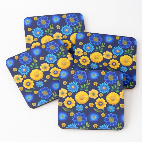 Item preview, Blue and Yellow Flowers Pattern designed and sold by Digi Artworks Store.