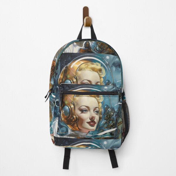 Item preview, Sci-Fi, pin up, retro futuristic beautiful smiling girl designed and sold by GueloStudio.
