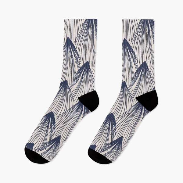 Item preview, Azul marino y beige Montañas y valles abstractos designed and sold by FrancesPoff.