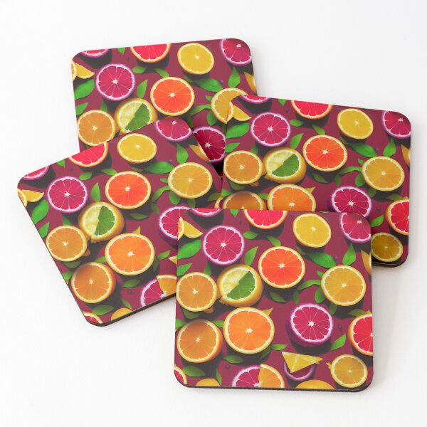 Item preview, Fruits Pattern Orange Ruby Red Grape Lime Slices Leaves - Fruits designed and sold by internlvisions.