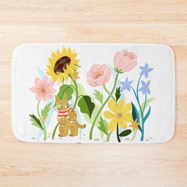 Item preview, Curcuma Cat with blossom flower designed and sold by YunjieWoods.