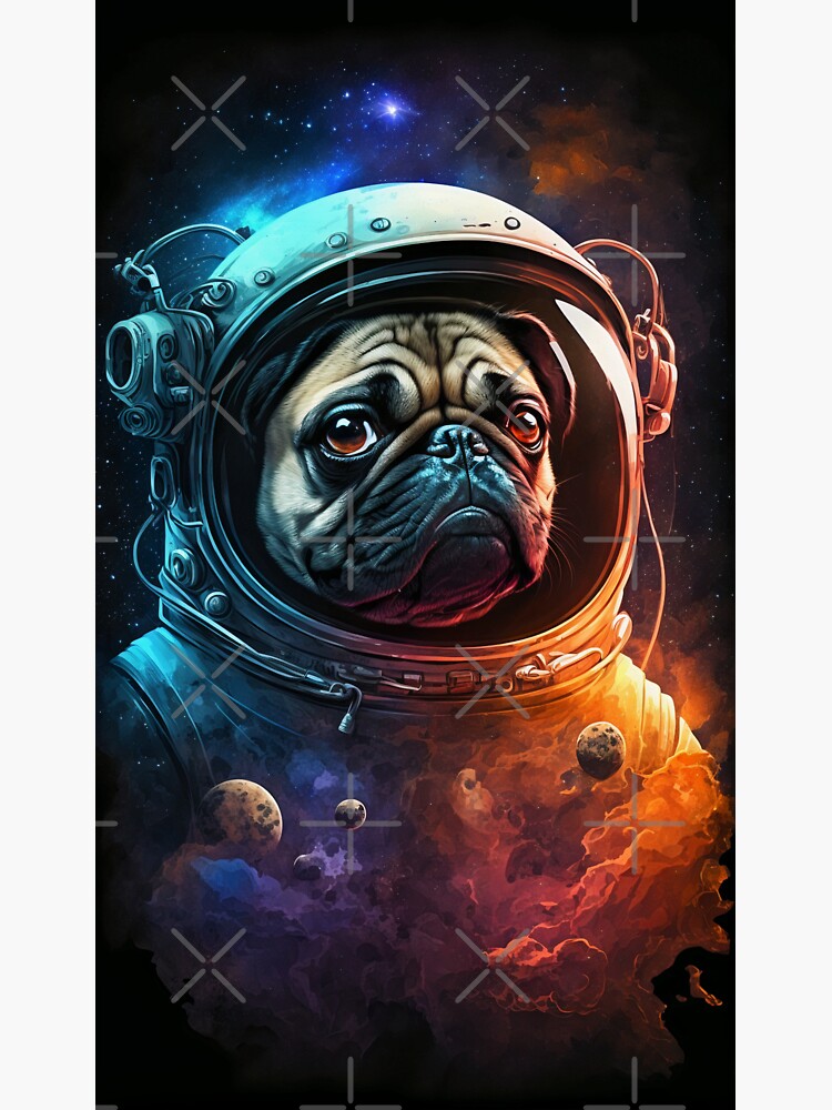 Thumbnail 3 of 3, Sticker, Pugtastic Journey: Pugventures In Cosmic Realm designed and sold by ShoppingWarrior.