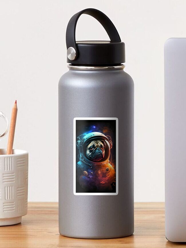 Thumbnail 1 of 3, Sticker, Pugtastic Journey: Pugventures In Cosmic Realm designed and sold by ShoppingWarrior.