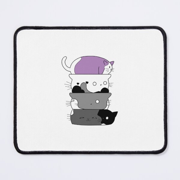 Item preview, Cute Cat Stack in Ace Flag colours designed and sold by -Gedwolcraeft-.
