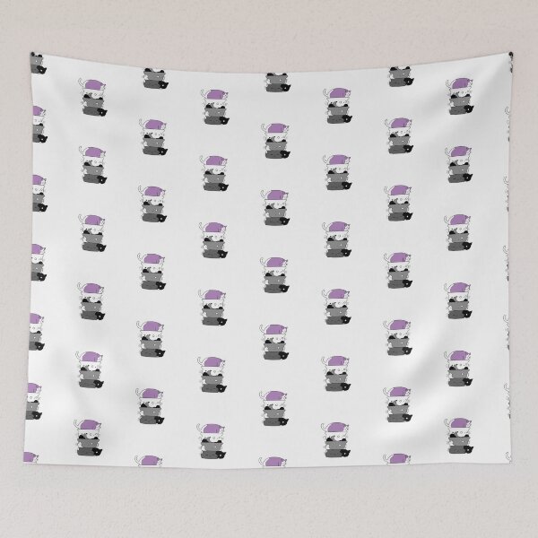 Item preview, Cute Cat Stack in Ace Flag colours designed and sold by -Gedwolcraeft-.