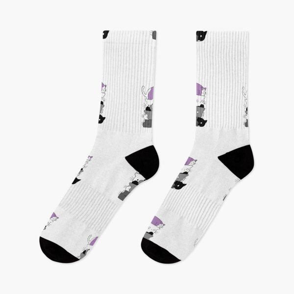 Item preview, Cute Cat Stack in Ace Flag colours designed and sold by -Gedwolcraeft-.