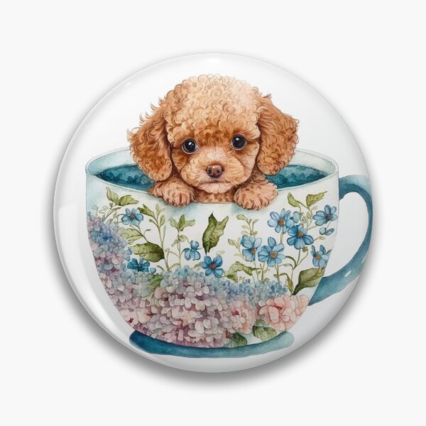 Item preview, Maltipoo Puppy in Floral Tea Cup designed and sold by ImaginePrintsHQ.