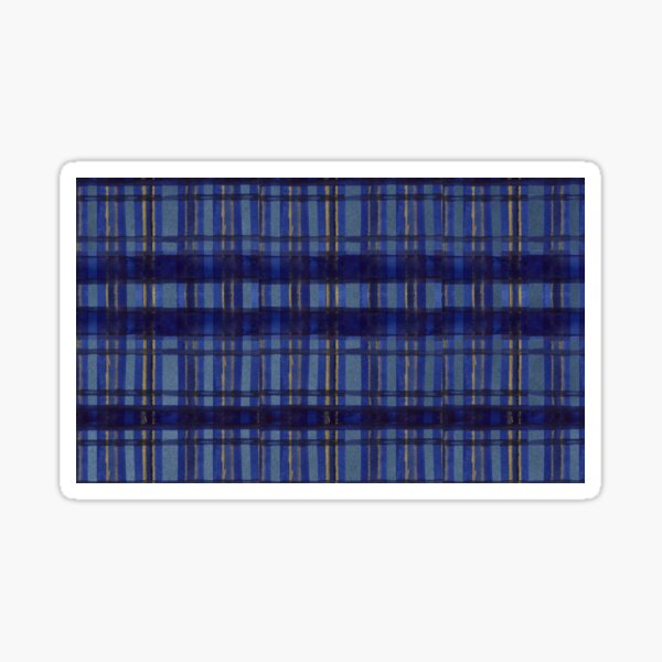 Blue and Gold Plaid on Night Sky Sticker