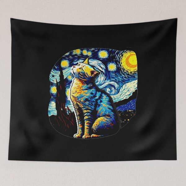 Item preview, Van Gogh Cat Starry Night Van Gogh Cat Lovers designed and sold by Vangoholic.