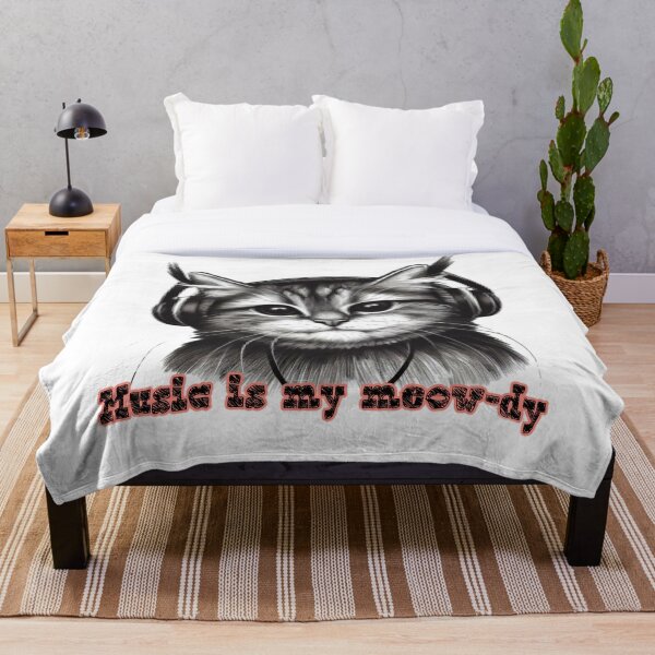 Artikelvorschau, „Music is My Meow-dy“-Katze mit Kopfhörern entworfen und verkauft von Designspire.