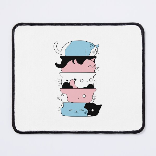 Item preview, Cute Cat Stack in Trans Flag colours designed and sold by -Gedwolcraeft-.