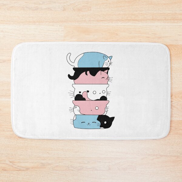 Item preview, Cute Cat Stack in Trans Flag colours designed and sold by -Gedwolcraeft-.