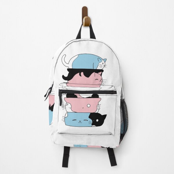 Item preview, Cute Cat Stack in Trans Flag colours designed and sold by -Gedwolcraeft-.