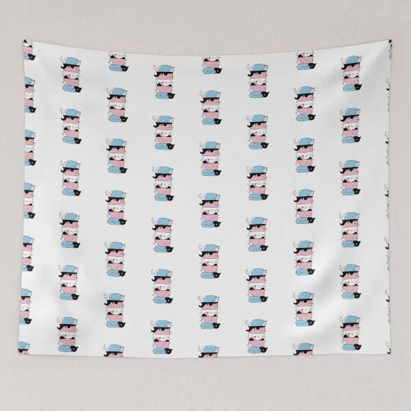 Item preview, Cute Cat Stack in Trans Flag colours designed and sold by -Gedwolcraeft-.