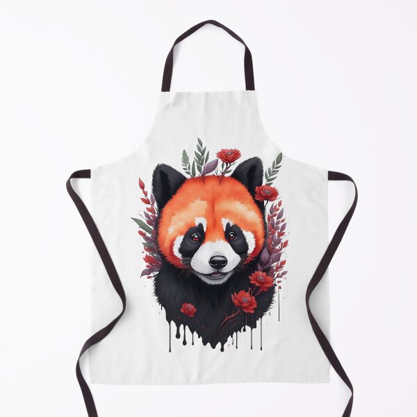 Item preview, Lindo arte de acuarela de panda rojo negro con flores y hojas complementarias designed and sold by AndyNgn.