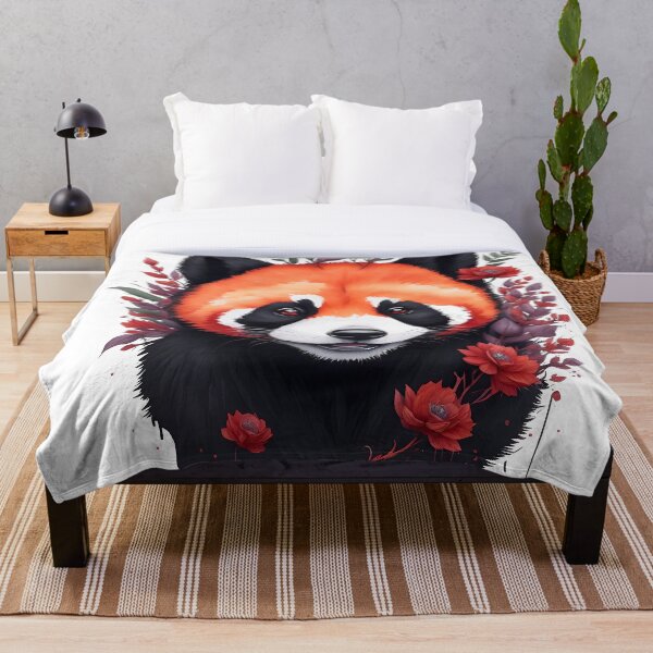 Item preview, Lindo arte de acuarela de panda rojo negro con flores y hojas complementarias designed and sold by AndyNgn.
