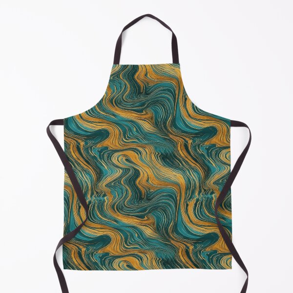 Item preview, Waves with deep turquoise and yellow designed and sold by Niellartshop.