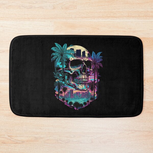 Item preview, Synthwave Skull Sunset Palm Tree City designed and sold by SamuraiSwords.