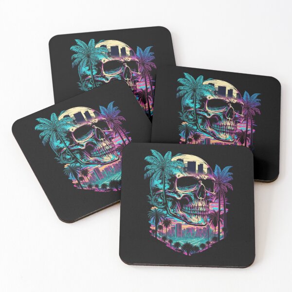 Item preview, Synthwave Skull Sunset Palm Tree City designed and sold by SamuraiSwords.