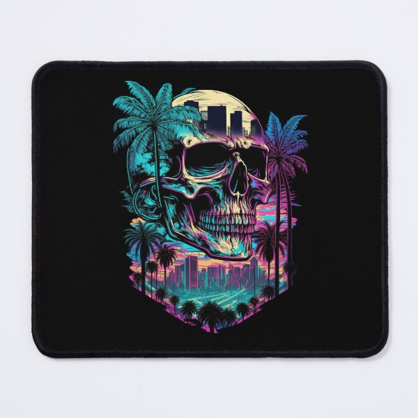 Item preview, Synthwave Skull Sunset Palm Tree City designed and sold by SamuraiSwords.