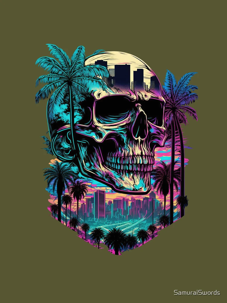 Palm tree skull t-shirt hotsell