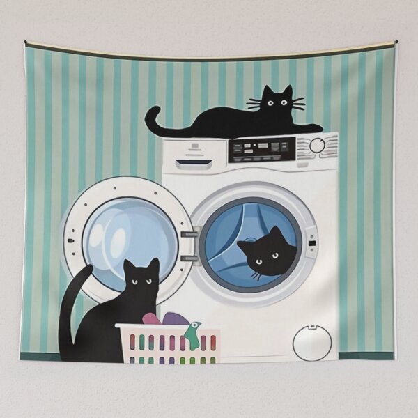 Item preview, Three Black Cat Wash Dry Fold Repeat Poster designed and sold by robertwalle.