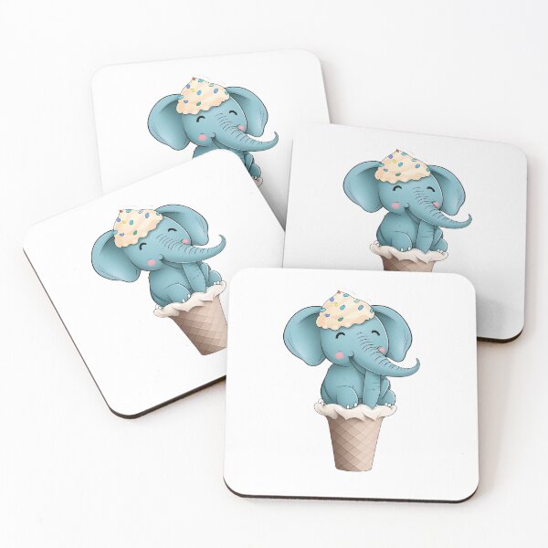 Artikelvorschau, Süßer und entzückender Baby-Elefant-Eistüte-Cartoon entworfen und verkauft von Sticker-by-Mia.