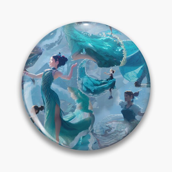 Item preview, girls dancing, dresses, waves, surrealism, designed and sold by Maria Mihailova.