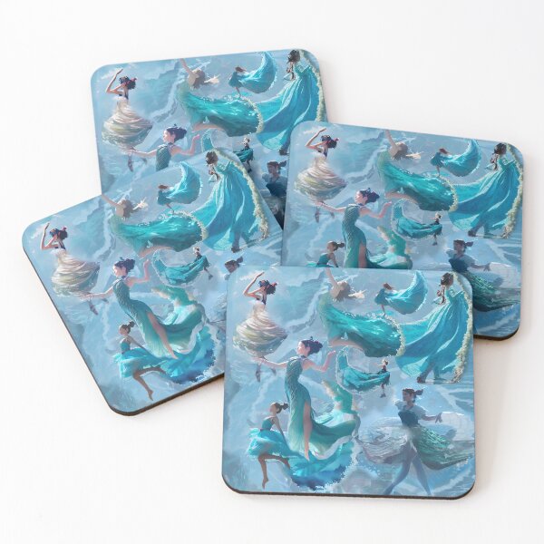 Item preview, girls dancing, dresses, waves, surrealism, designed and sold by Maria Mihailova.