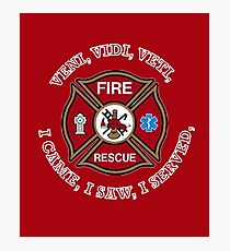 Fire Rescue VVV Maltese Cross Shield Photographic Print