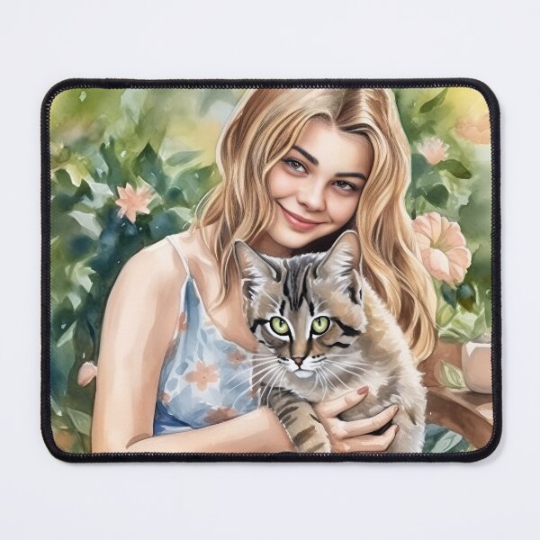 Item preview, Girl and tabby cat designed and sold by theresa7131.