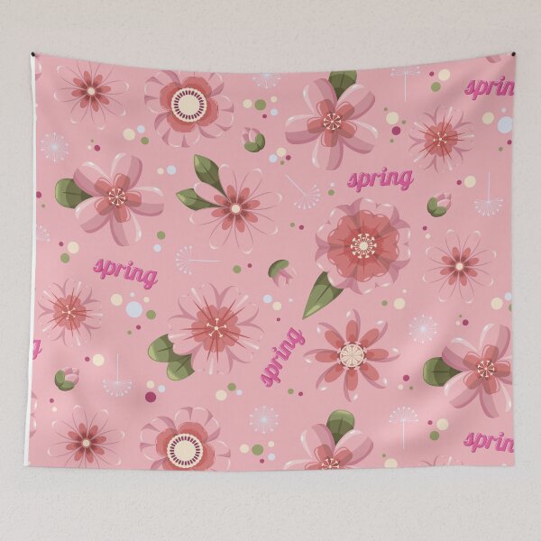 Item preview, Pink flower pattern, botanical floral spring pattern designed and sold by withasmiledsgn.