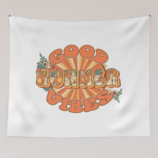 Item preview, Good vibes Runner retro quote  gift for running Vintage floral pattern designed and sold by HomeCoquette.