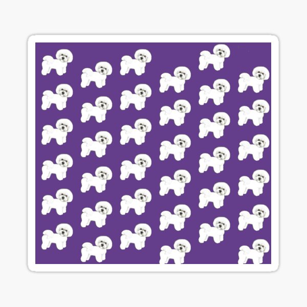 Bichon Frise dog on Ultraviolet,  Pantone Ultraviolet Sticker