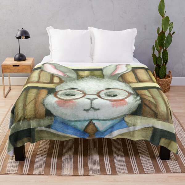 Item preview, Smart rabbit reading a book-Edited AI generated art designed and sold by Frostp.